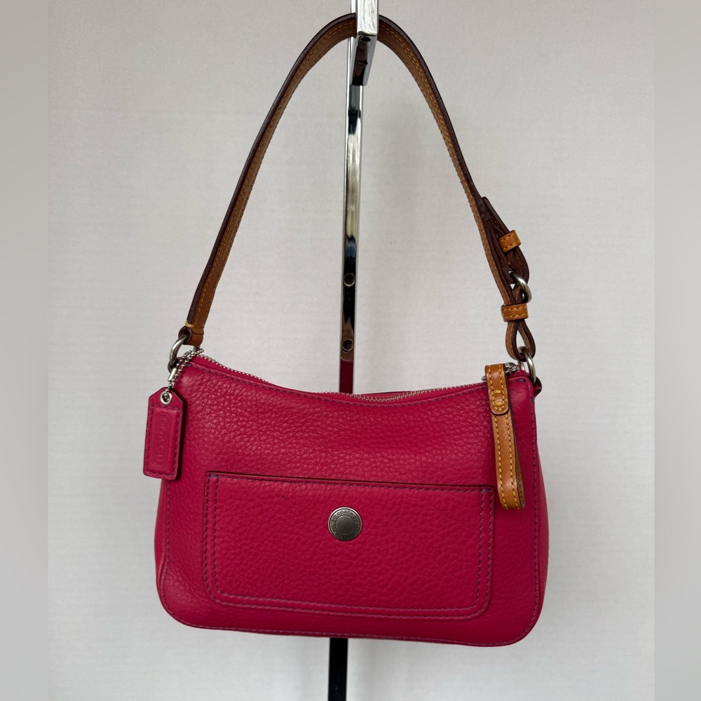 Vintage COACH Chelsea Hobo  Hot Pink Pebbled Leather Shoulder 8E96